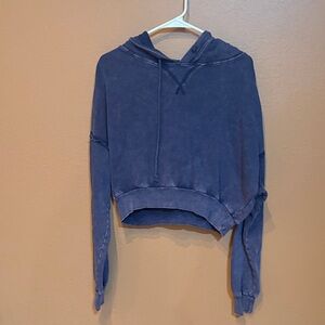 Casual Indigo Cropped Hoodie